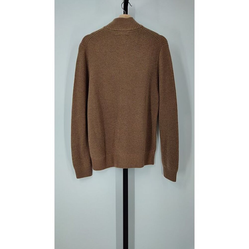 Quince Women Mongolian Cashmere Fisherman Full Zip Sweater Teak Sleeved Top M - Picture 2 of 2
